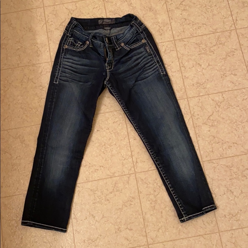 Silver Capri Jeans (Suki Flap Capri) Dark Wash